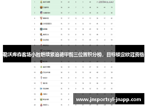 勒沃库森客场小胜继续紧追德甲前三位置积分榜，目标锁定欧冠资格